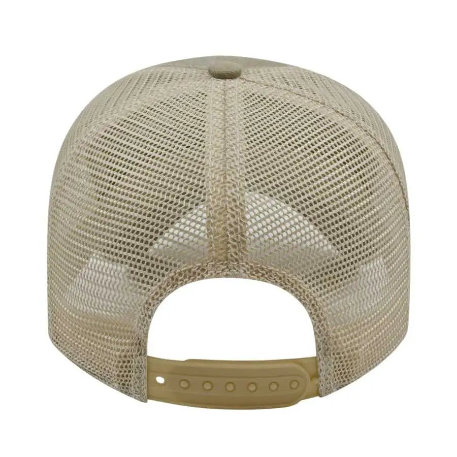 Cap America I3027 Washed Pigment Dyed with Washed Mesh Cap - Khaki Stone - Khaki Ivory / One Size Fits Most