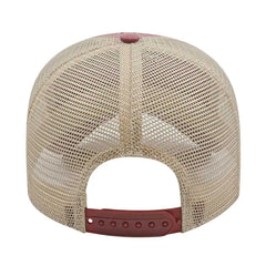 Cap America I3027 Washed Pigment Dyed with Washed Mesh Cap Maroon Stone Maroon Ivory / One Size Fits Most