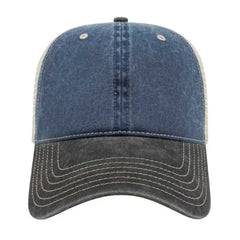 Cap America I3027 Washed Pigment Dyed with Washed Mesh Cap Navy Black Stone Navy Black / One Size Fits Most