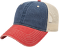 Cap America I3027 Washed Pigment Dyed with Washed Mesh Cap - Navy Red Stone - Navy Red / One Size Fits Most