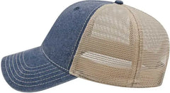 Cap America I3027 Washed Pigment Dyed with Washed Mesh Cap - Navy Stone - Navy Ivory / One Size Fits Most