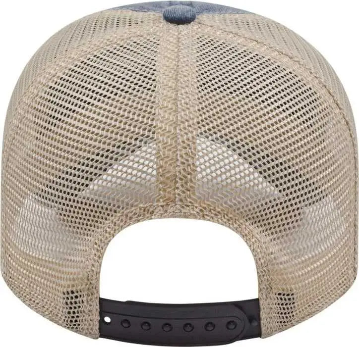 Cap America I3027 Washed Pigment Dyed with Washed Mesh Cap - Navy Stone - Navy Ivory / One Size Fits Most