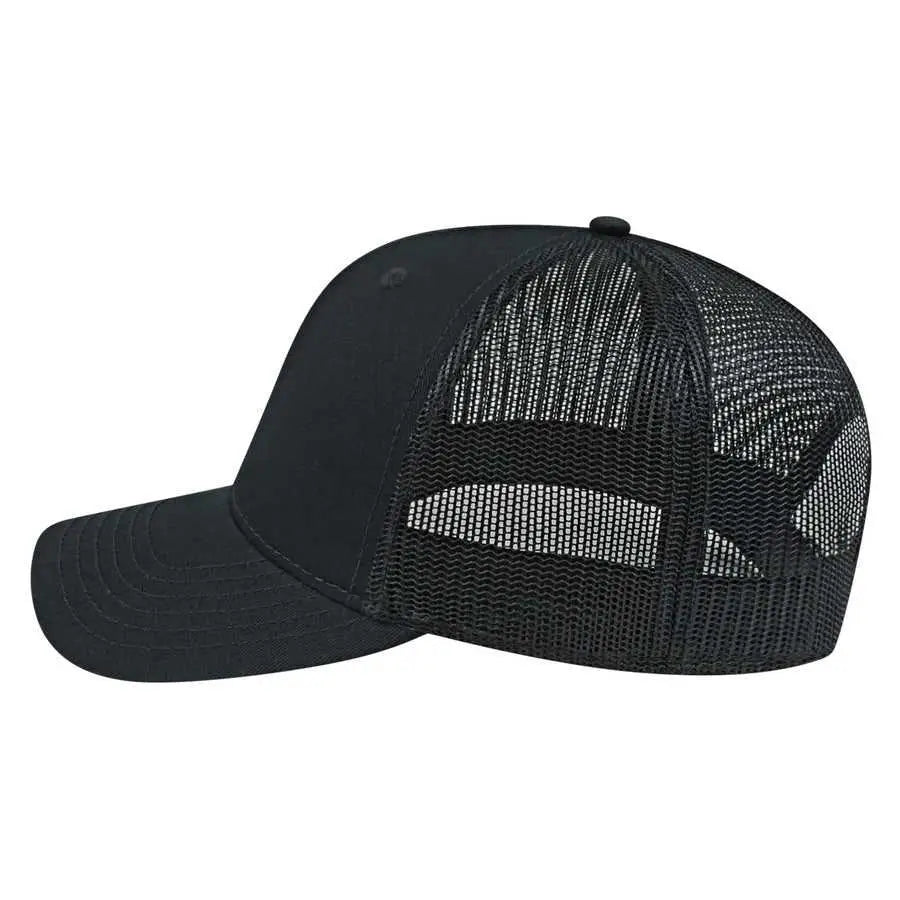 Cap America I3028 Modified Flat Bill with Mesh Back Cap - Black Black - Black / One Size Fits Most