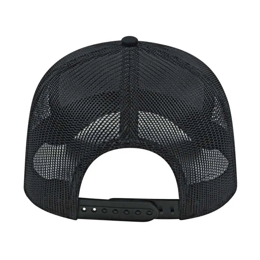 Cap America I3028 Modified Flat Bill with Mesh Back Cap - Black Black - Black / One Size Fits Most