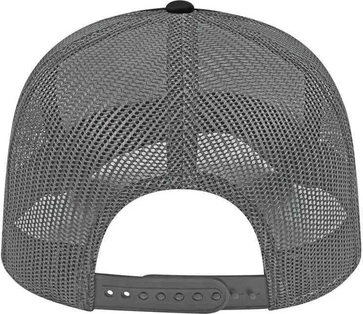 Cap America I3028 Modified Flat Bill with Mesh Back Cap - Black Charcoal - Black Dark Gray / One Size Fits Most
