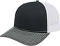 Cap America I3028 Modified Flat Bill with Mesh Back Cap - Black Charcoal White - Black Dark Gray / One Size Fits Most