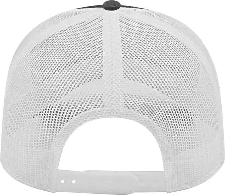 Cap America I3028 Modified Flat Bill with Mesh Back Cap - Black Charcoal White - Black Dark Gray / One Size Fits Most