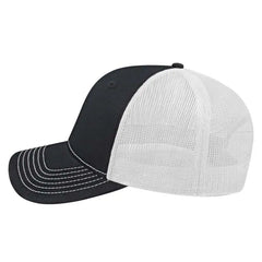 Cap America I3028 Modified Flat Bill with Mesh Back Cap Black White Black White / One Size Fits Most