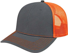 Cap America I3028 Modified Flat Bill with Mesh Back Cap - Charcoal Blaze - Dark Gray Blaze / One Size Fits Most