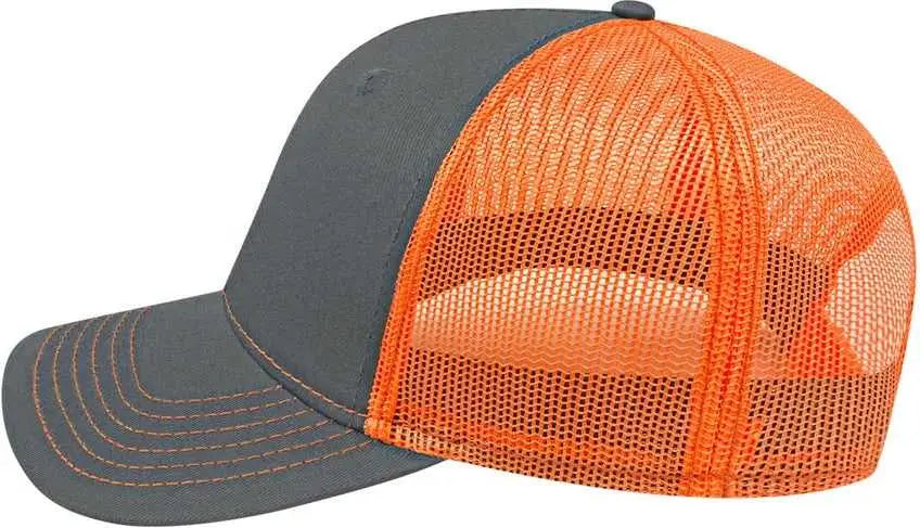 Cap America I3028 Modified Flat Bill with Mesh Back Cap - Charcoal Blaze - Dark Gray Blaze / One Size Fits Most
