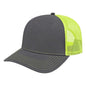 Cap America I3028 Modified Flat Bill with Mesh Back Cap - Charcoal Neon Yellow - Dark Gray Yellow / One Size Fits Most