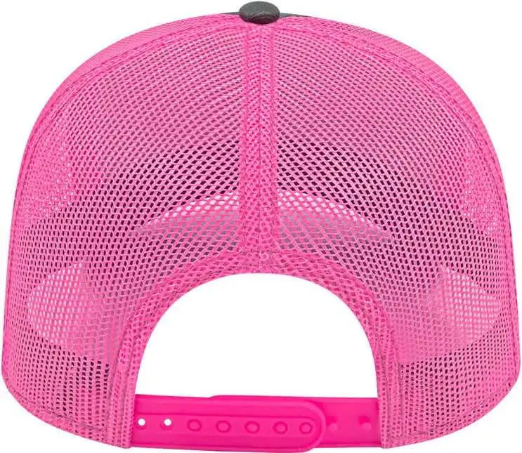 Cap America I3028 Modified Flat Bill with Mesh Back Cap - Charcoal Pink - Dark Gray Pink / One Size Fits Most