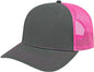 Cap America I3028 Modified Flat Bill with Mesh Back Cap Charcoal Pink Dark Gray Pink / One Size Fits Most