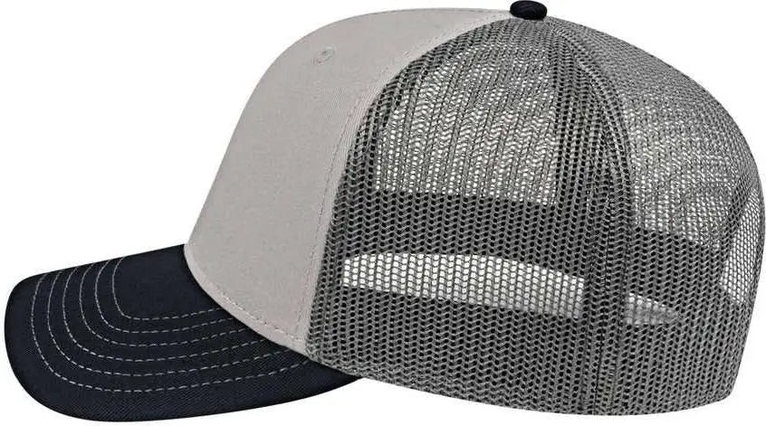 Cap America I3028 Modified Flat Bill with Mesh Back Cap - Gray Black Charcoal - Gray Black Charcoal / One Size Fits Most