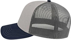 Cap America I3028 Modified Flat Bill with Mesh Back Cap Gray Navy Charcoal Gray Navy Charcoal / One Size Fits Most