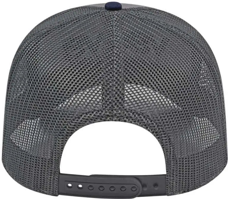 Cap America I3028 Modified Flat Bill with Mesh Back Cap - Gray Navy Charcoal - Gray Navy Charcoal / One Size Fits Most
