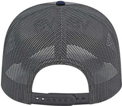 Cap America I3028 Modified Flat Bill with Mesh Back Cap Gray Navy Charcoal Gray Navy Charcoal / One Size Fits Most
