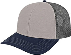 Cap America I3028 Modified Flat Bill with Mesh Back Cap Gray Navy Charcoal Gray Navy Charcoal / One Size Fits Most