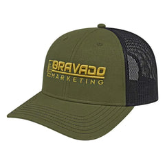 Cap America I3028 Modified Flat Bill with Mesh Back Cap - Loden Black - Dark Gray Black / One Size Fits Most