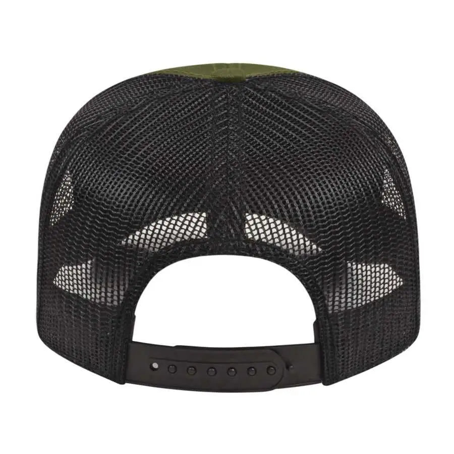 Cap America I3028 Modified Flat Bill with Mesh Back Cap - Loden Black - Dark Gray Black / One Size Fits Most