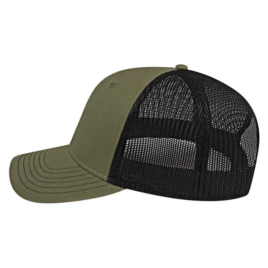 Cap America I3028 Modified Flat Bill with Mesh Back Cap - Loden Black - Dark Gray Black / One Size Fits Most