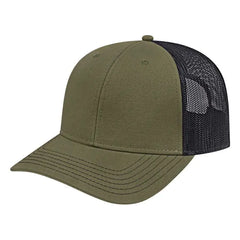Cap America I3028 Modified Flat Bill with Mesh Back Cap - Loden Black - Dark Gray Black / One Size Fits Most