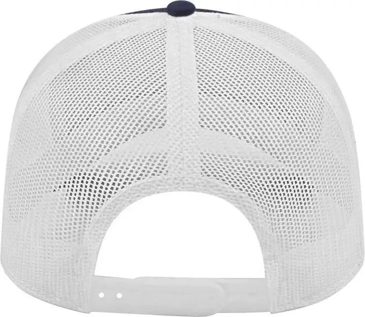 Cap America I3028 Modified Flat Bill with Mesh Back Cap - Navy White - Navy White / One Size Fits Most