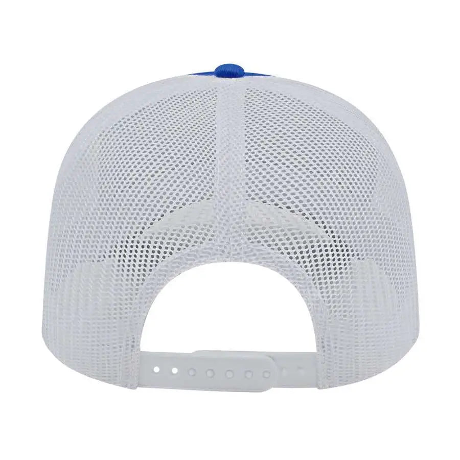 Cap America I3028 Modified Flat Bill with Mesh Back Cap - Royal White - Royal White / One Size Fits Most