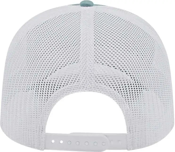 Cap America I3028 Modified Flat Bill with Mesh Back Cap - Smoke Blue White - Smoke Blue White / One Size Fits Most