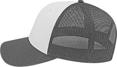 Cap America I3028 Modified Flat Bill with Mesh Back Cap White Charcoal White Dark Gray / One Size Fits Most