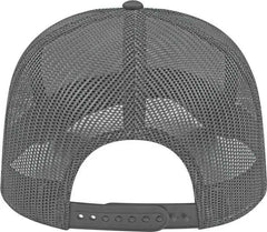 Cap America I3028 Modified Flat Bill with Mesh Back Cap White Charcoal White Dark Gray / One Size Fits Most