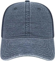 Cap America i3032 Enzyme Washed Slub Cotton Mesh Back Cap - Navy - Navy / One Size Fits Most