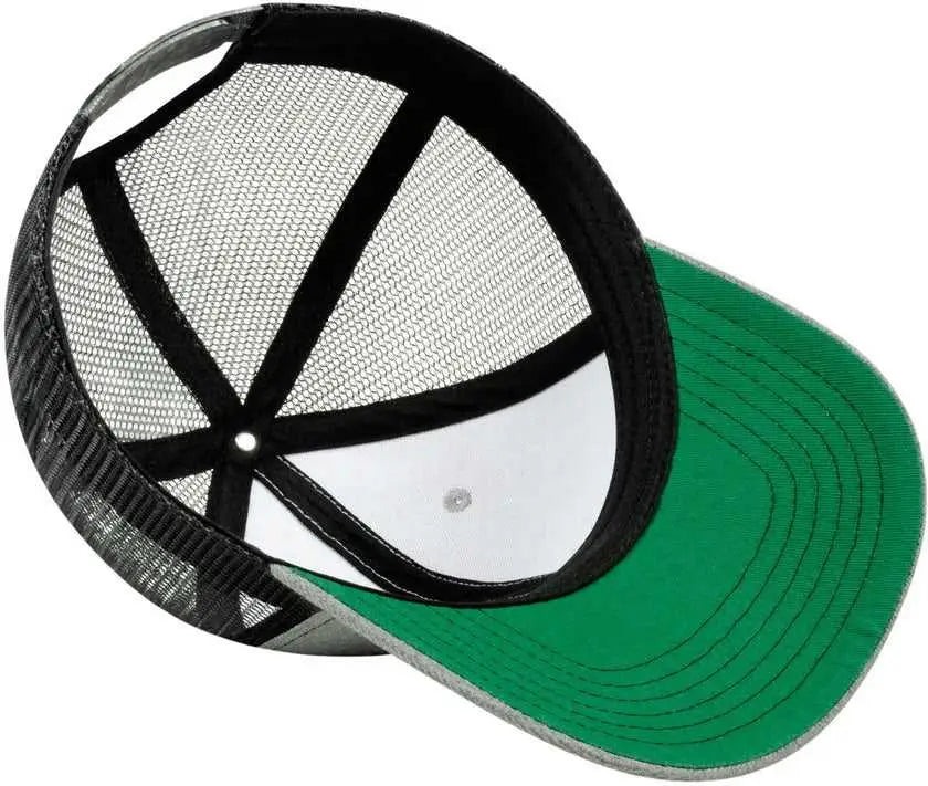 Cap America I3035 Blended Wool Acrylic Modified Flat Bill with Mesh Back Cap - Heather Black - Gray Black / One Size