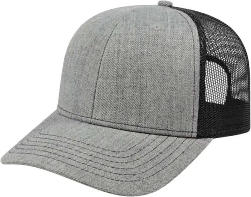Cap America I3035 Blended Wool Acrylic Modified Flat Bill with Mesh Back Cap - Heather Black - Gray Black / One Size