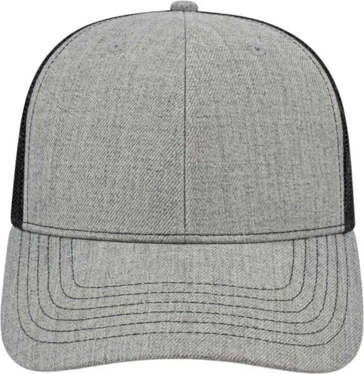 Cap America I3035 Blended Wool Acrylic Modified Flat Bill with Mesh Back Cap - Heather Black - Gray Black / One Size