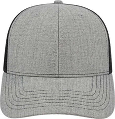 Cap America I3035 Blended Wool Acrylic Modified Flat Bill with Mesh Back Cap - Heather Black - Gray Black / One Size