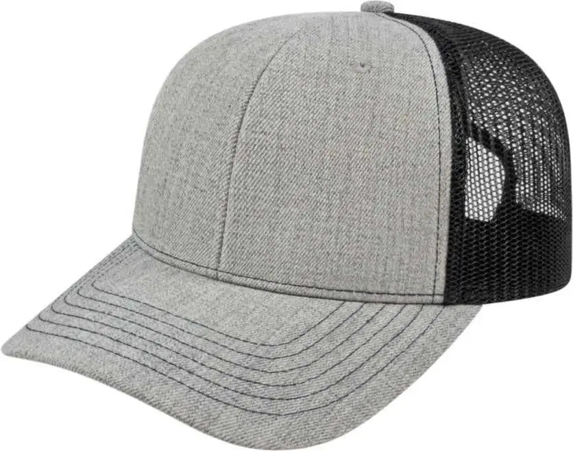 Cap America I3035 Blended Wool Acrylic Modified Flat Bill with Mesh Back Cap - Heather Black - Gray Black / One Size