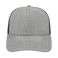 Cap America I3035 Blended Wool Acrylic Modified Flat Bill with Mesh Back Cap - Heather Navy - Gray Navy / One Size Fits