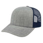 Cap America I3035 Blended Wool Acrylic Modified Flat Bill with Mesh Back Cap - Heather Navy - Gray Navy / One Size Fits
