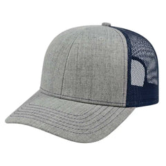 Cap America I3035 Blended Wool Acrylic Modified Flat Bill with Mesh Back Cap - Heather Navy - Gray Navy / One Size Fits