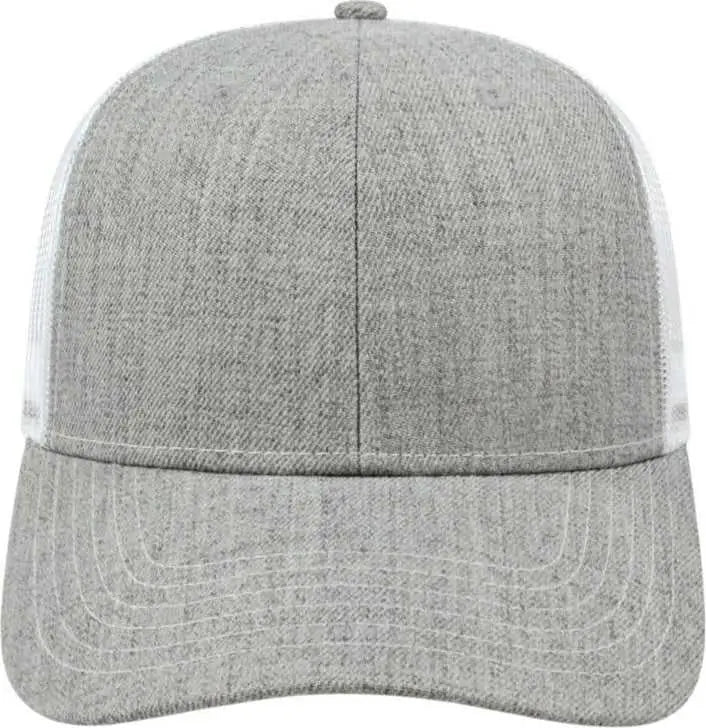 Cap America I3035 Blended Wool Acrylic Modified Flat Bill with Mesh Back Cap - Heather White - Gray White / One Size