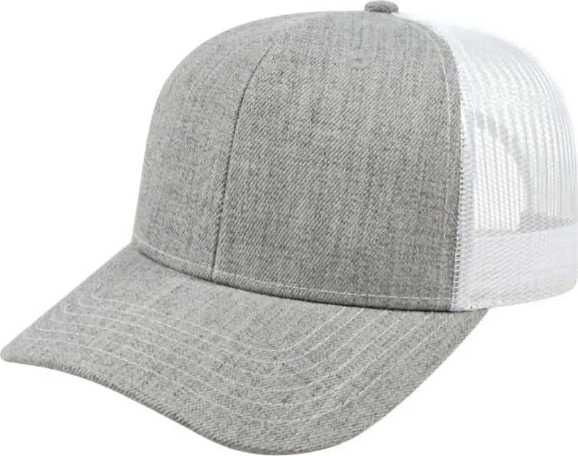 Cap America I3035 Blended Wool Acrylic Modified Flat Bill with Mesh Back Cap - Heather White - Gray White / One Size