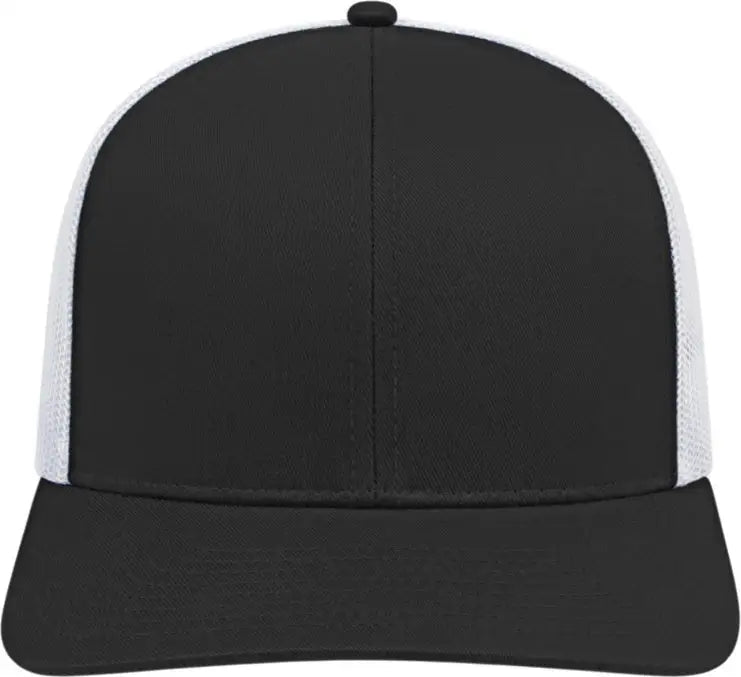 Cap America I3038 Poly/Cotton Mesh Back Cap - Black White - Black White / One Size Fits Most