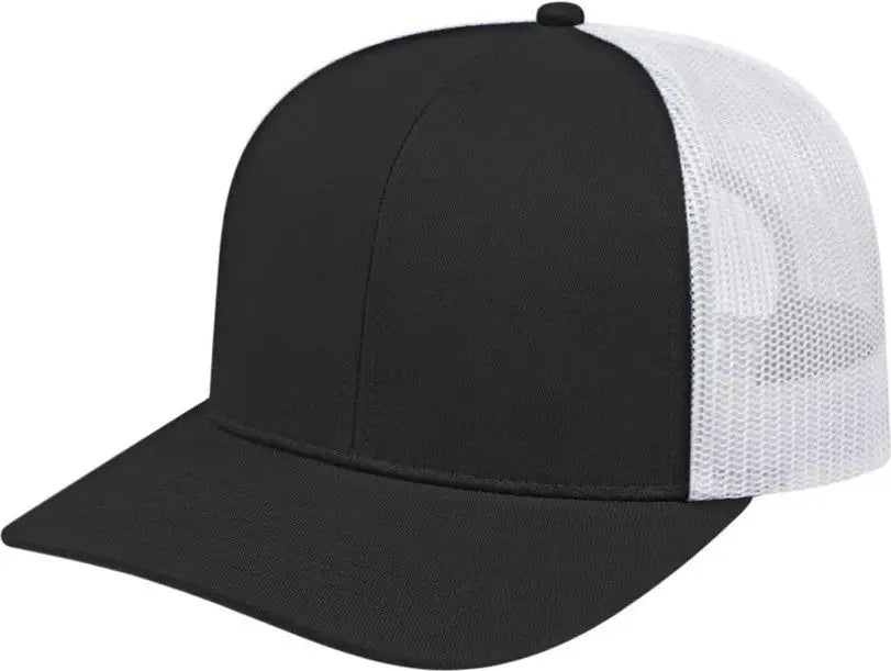 Cap America I3038 Poly/Cotton Mesh Back Cap - Black White - Black White / One Size Fits Most
