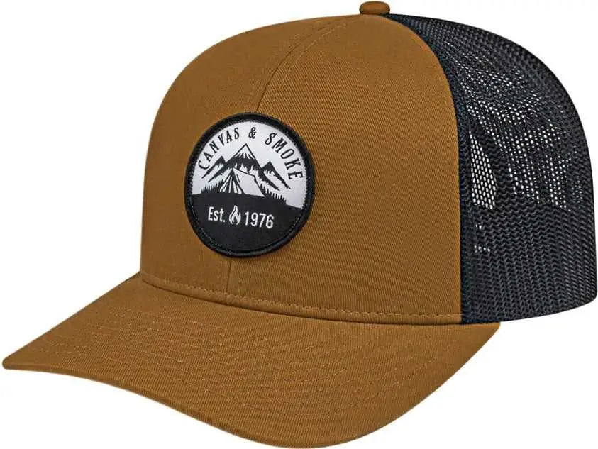 Cap America I3038 Poly/Cotton Mesh Back Cap - Carame Black - Tan Black / One Size Fits Most