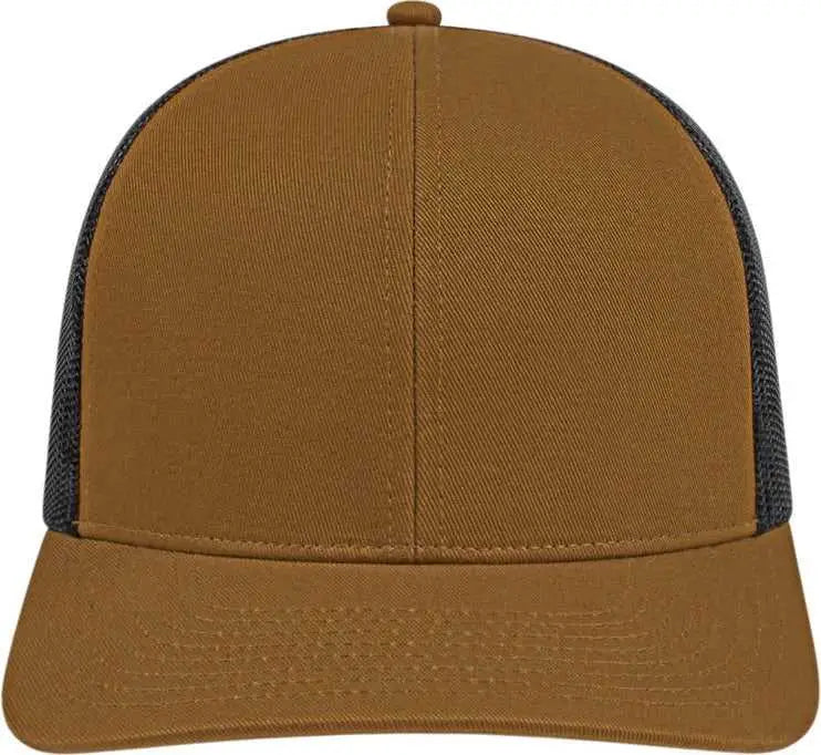 Cap America I3038 Poly/Cotton Mesh Back Cap - Carame Black - Tan Black / One Size Fits Most