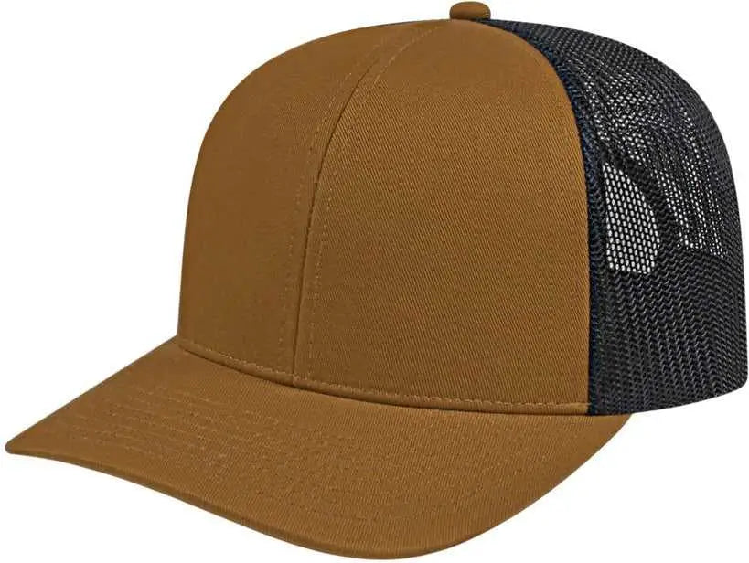 Cap America I3038 Poly/Cotton Mesh Back Cap - Carame Black - Tan Black / One Size Fits Most
