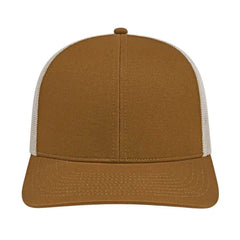 Cap America I3038 Poly/Cotton Mesh Back Cap Carame White Tan White / One Size Fits Most