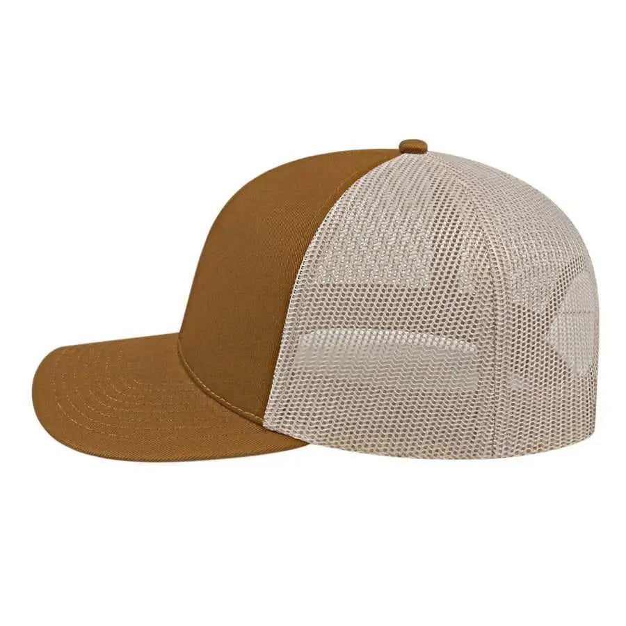 Cap America I3038 Poly/Cotton Mesh Back Cap - Carame White - Tan White / One Size Fits Most