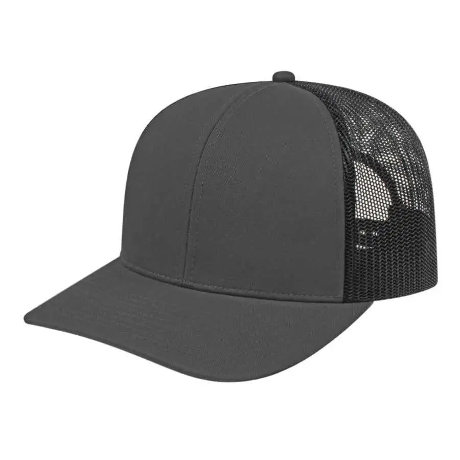 Cap America I3038 Poly/Cotton Mesh Back Cap Charcoal Black Dark Gray Black / One Size Fits Most